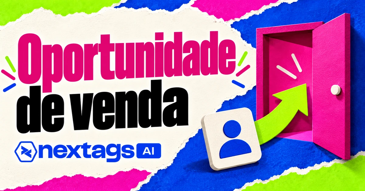 Oportunidade de venda com composição editorial e marca Nextags
