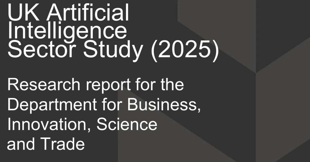 Uso de IA chega a 32% das empresas britânicas Trecho da capa original do estudo britânico sobre o setor de IA em 2025.