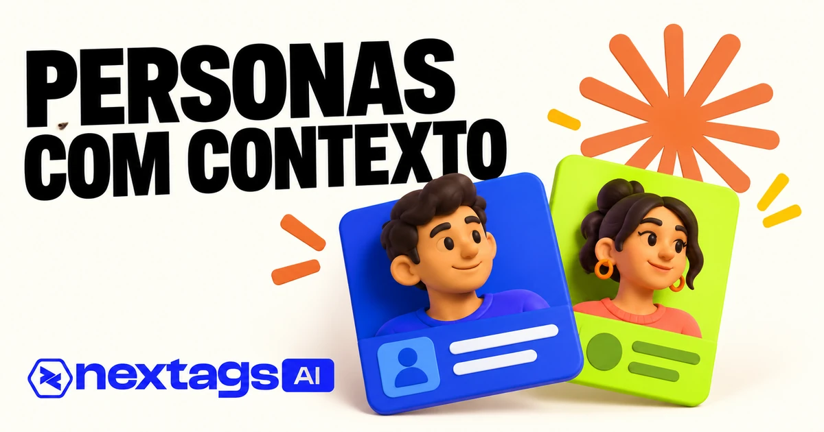 PERSONAS COM CONTEXTO, com os logos do Claude e da Nextags