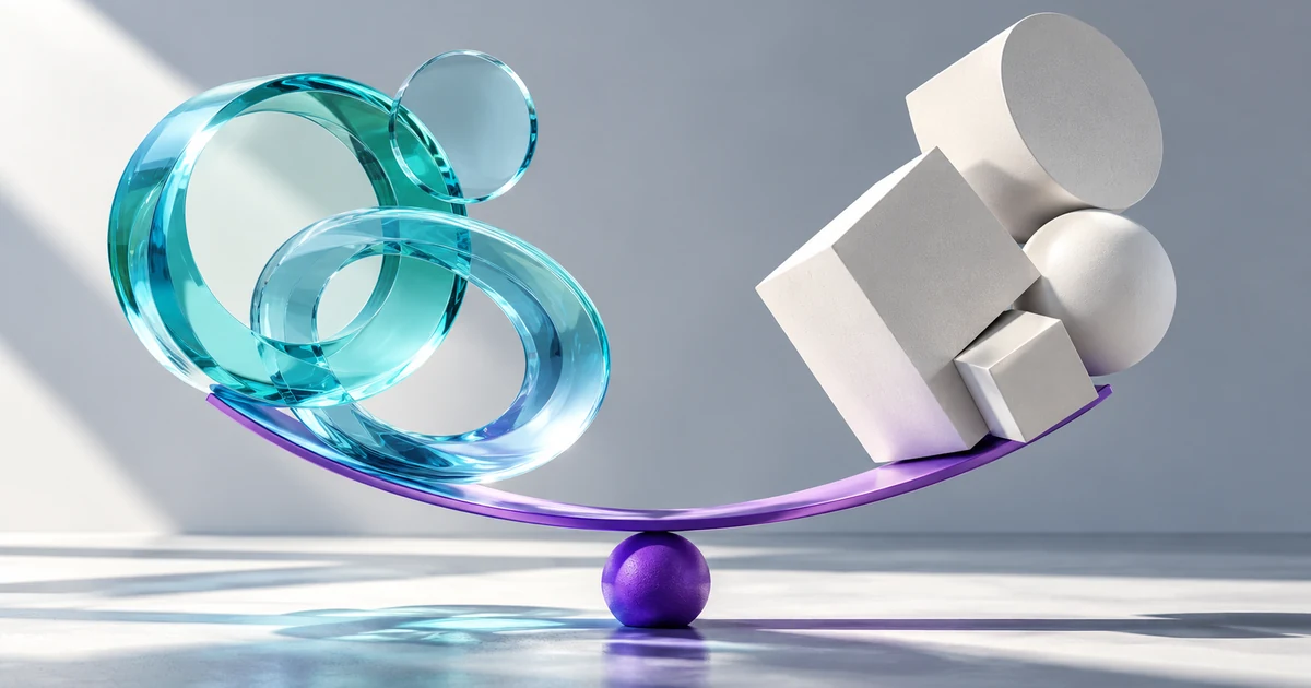 ROI de chatbot: como calcular custos e retorno da automação Anéis de conversa ciano e blocos brancos em equilíbrio sobre uma base violeta.