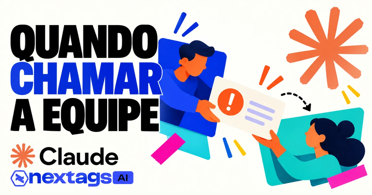 QUANDO CHAMAR A EQUIPE, com os logos do Claude e da Nextags