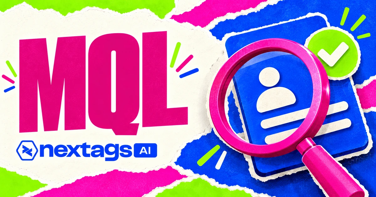 MQL com composição editorial e marca Nextags