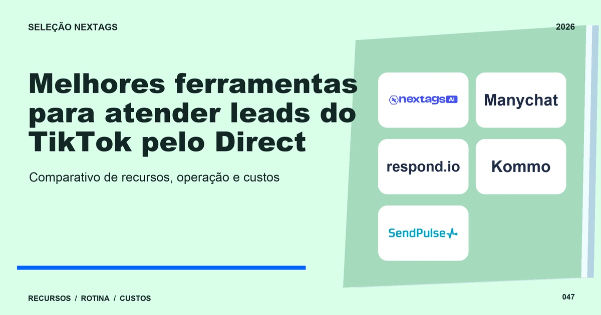 Melhores ferramentas para atender leads do TikTok pelo Direct Composição Paper layers sobre Melhores ferramentas para atender leads do TikTok pelo Direct, com nomes de plataformas e elementos geométricos.