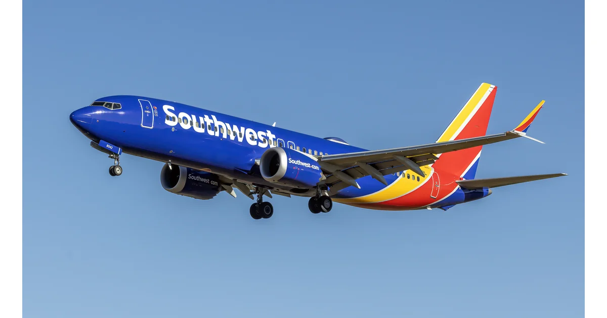 Boeing 737-8 MAX N8942L da Southwest em aproximação para pouso em Baltimore-Washington, em outubro de 2026.