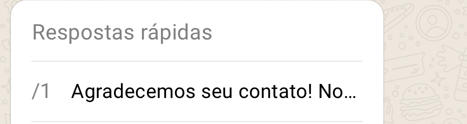 Resposta salva com o atalho /1.
