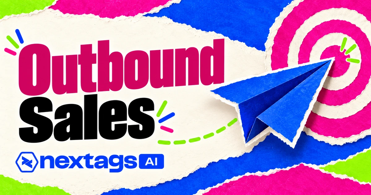 Outbound Sales com composição editorial e marca Nextags