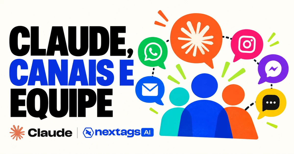 CLAUDE, CANAIS E EQUIPE, com os logos do Claude e da Nextags