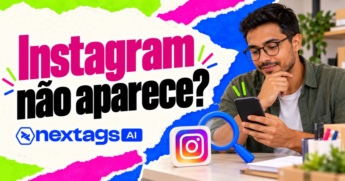 Instagram não aparece? com pessoa, lupa e marca Nextags