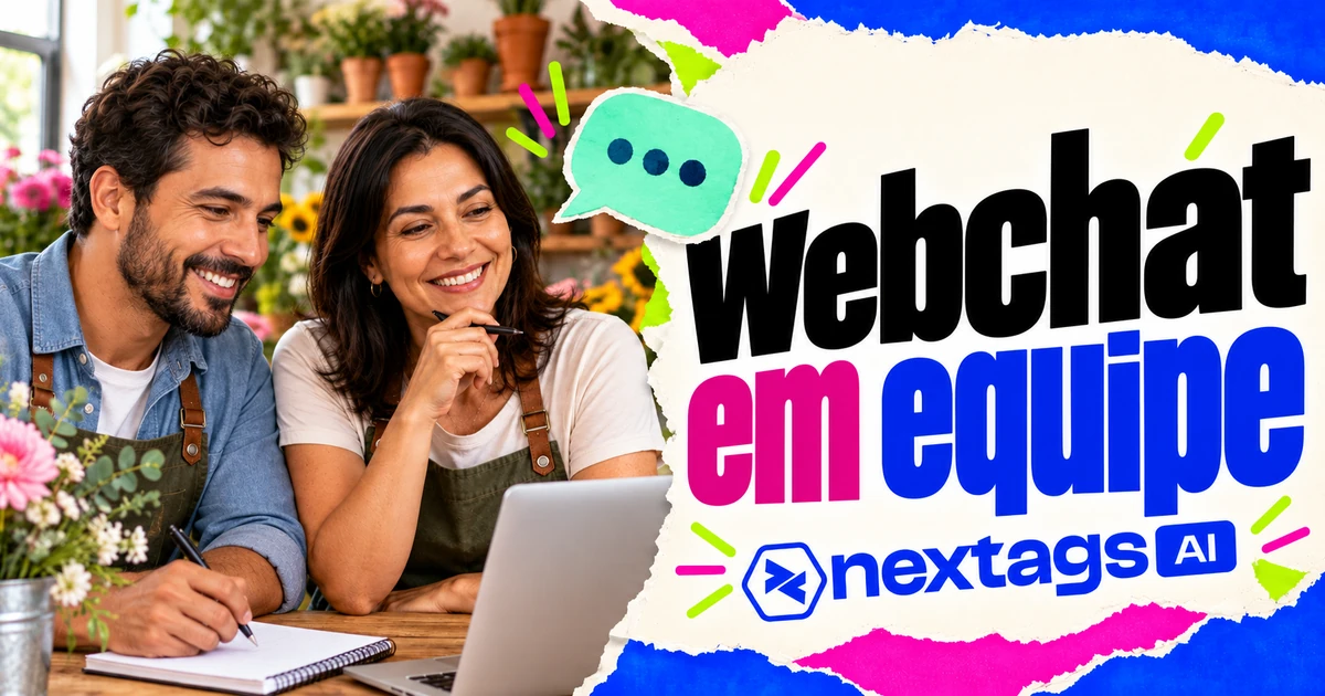 Webchat em equipe com duas pessoas e marca Nextags