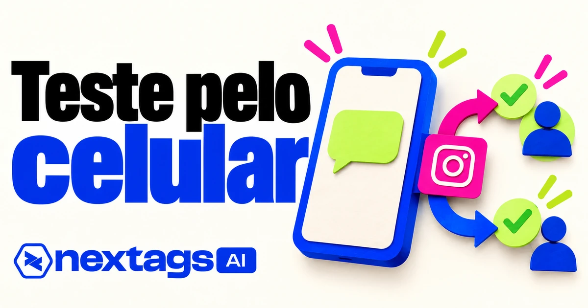 Teste pelo celular com caminhos de atendimento e marca Nextags