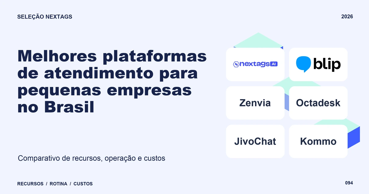 Melhores plataformas de atendimento para pequenas empresas no Brasil Composição Isometric sobre Melhores plataformas de atendimento para pequenas empresas no Brasil, com nomes de plataformas e elementos geométricos.